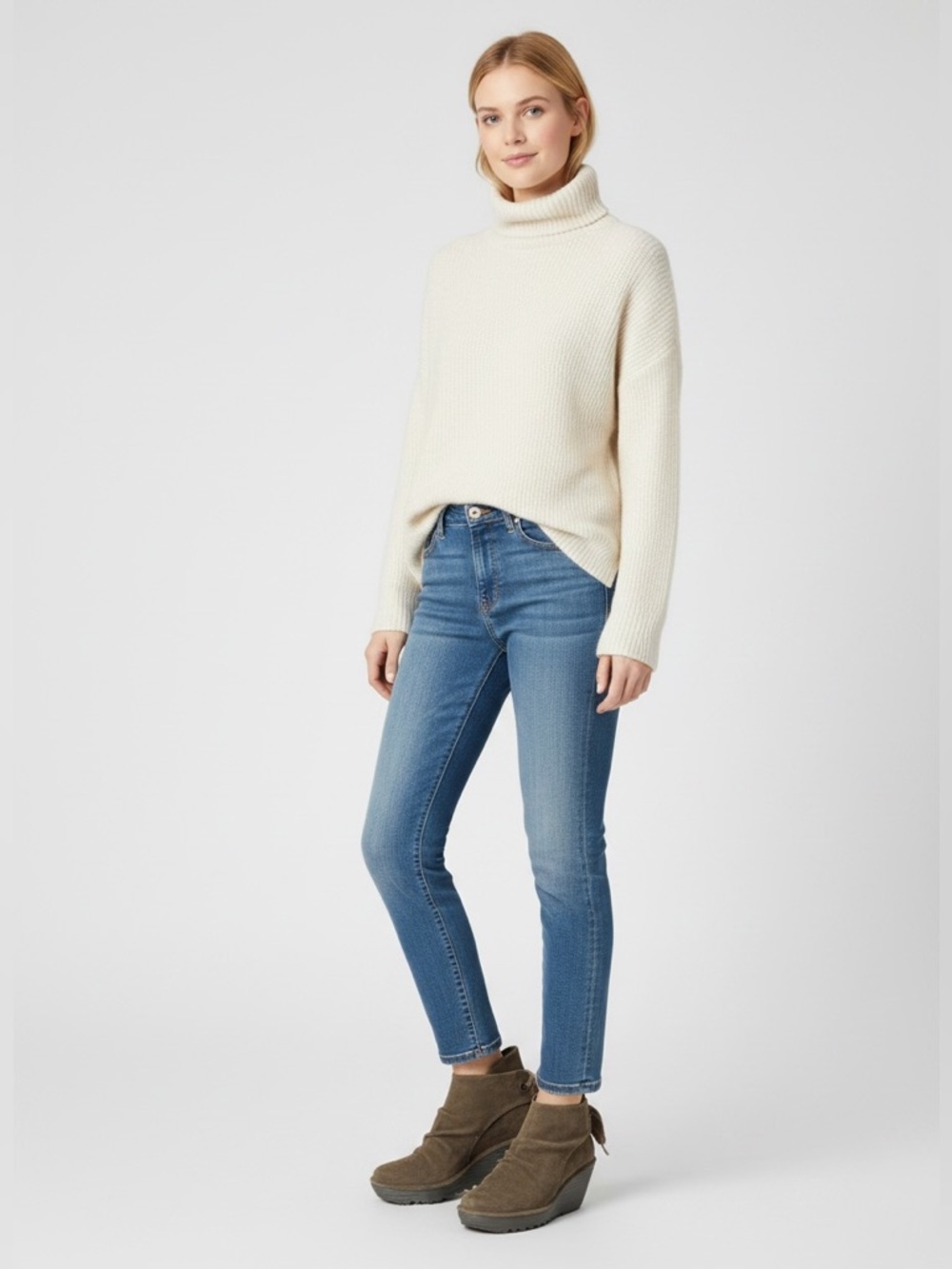 Fly London Yebi Oil Suede Camel Ankle Wedge Booties NWT